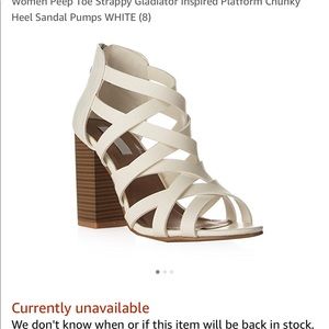 Women's white gladiator heeled sandal. Never worn